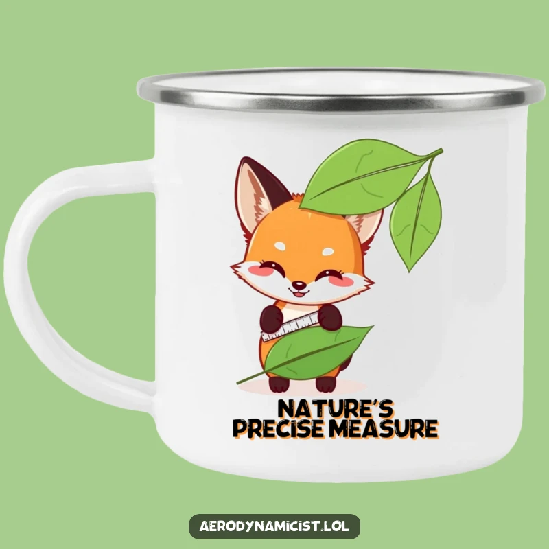 Funny Fox Cub Leaf Measuring Camping Mug: Adventure Fuel for Laugh Lovers!