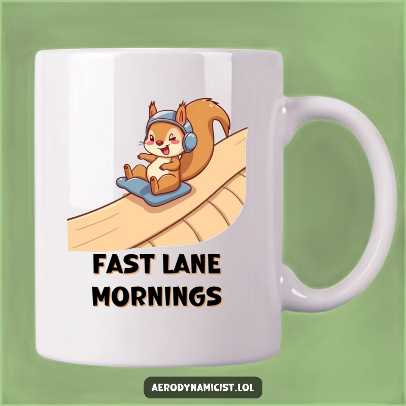 Funny Squirrel Helmet Mug: Thrilling Ramp Slide Action Gift for Nut Lovers