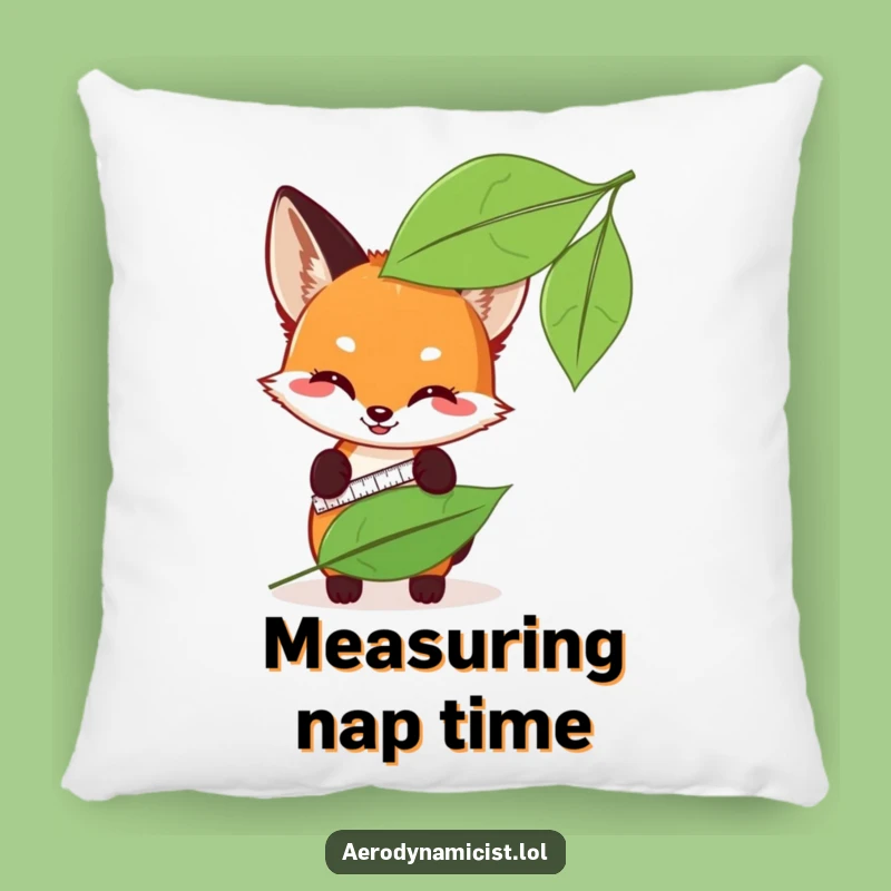 Cozy Funny Fox Cub Leaf Measuring Pillow: Snuggle Up with Humor!