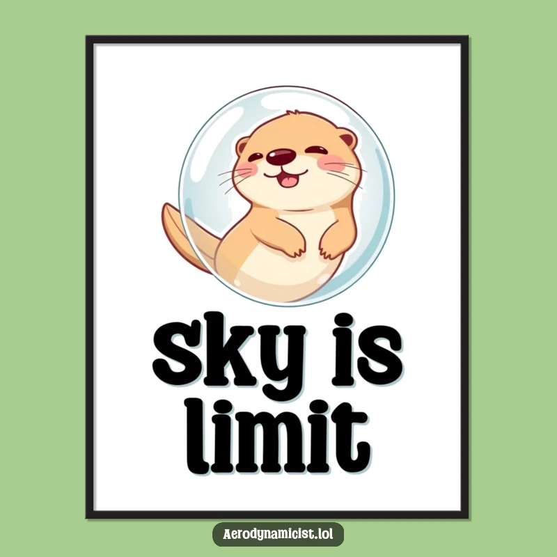 Funny Otter in Bubble Digital Art: Hilarious Air-Propelled Otter Wall Decor