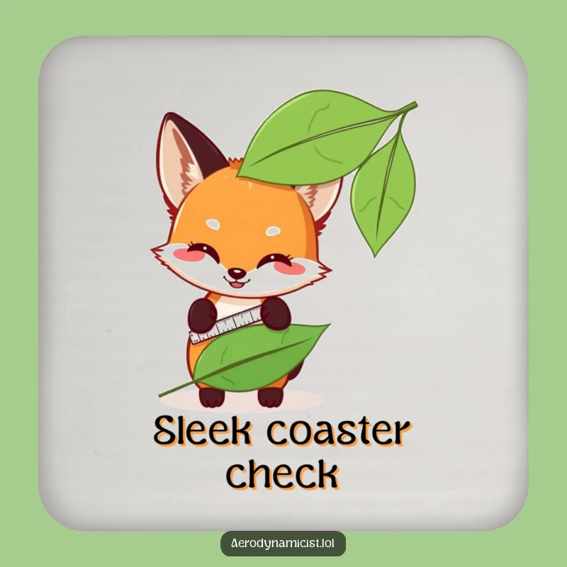 Funny Fox Cub Leaf Measuring Coaster Set: Protect Surfaces with Humor!