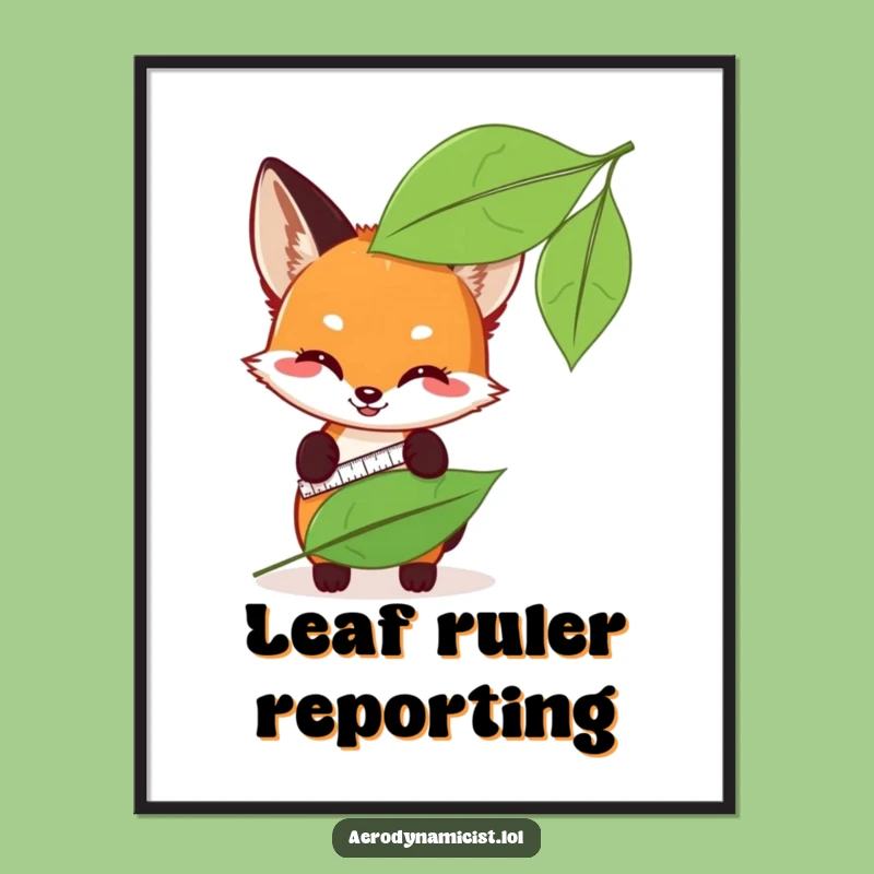 Funny Fox Cub Leaf Measuring Poster: Bring Whimsy and Laughter Home!