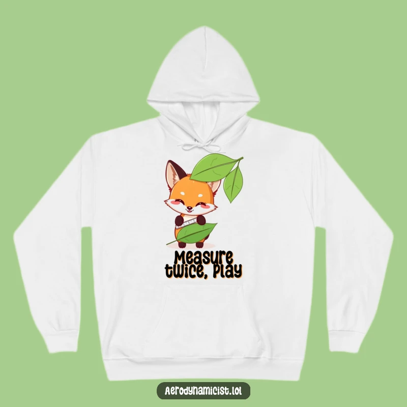 Cozy Funny Fox Cub Leaf Measuring Hoodie: Your Go-To for Comfy Humor!
