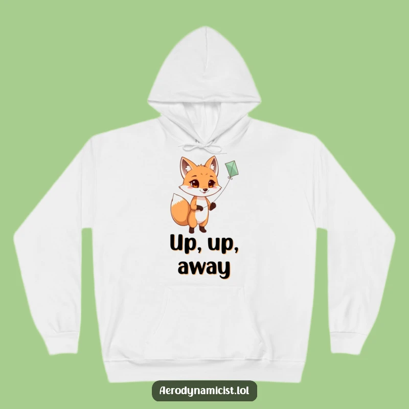 Funny Fox Kite Flying Hoodie: Cozy Adventure Wear for Determined Fox Lovers