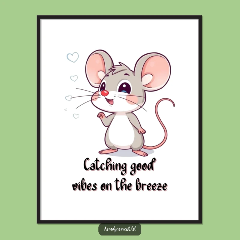 Free Printable Mouse Art Poster: Energetic Ear Mouse Airflow Downloadable Decor