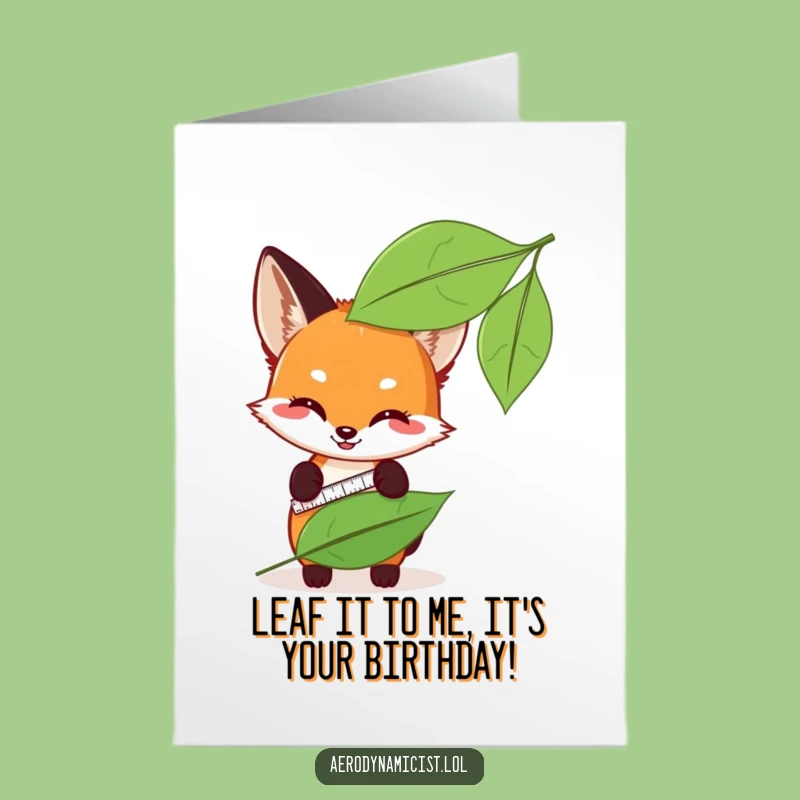Free Printable Fox Birthday Card: Funny Mensa Fox Cub Leaf Measuring Gift
