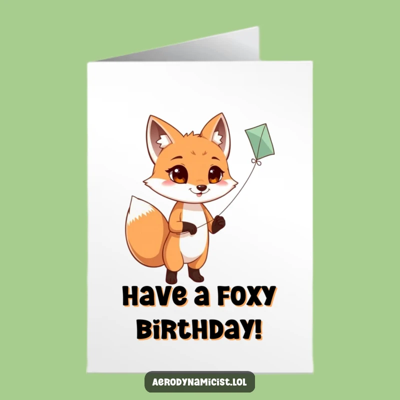 Free Printable Fox Kite Card - Happy Birthday, Keep Soaring High!