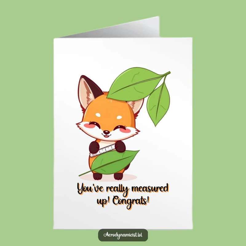 Free Printable Fox Congratulations Card: Smart Cub Leaf Measuring Yay Gift
