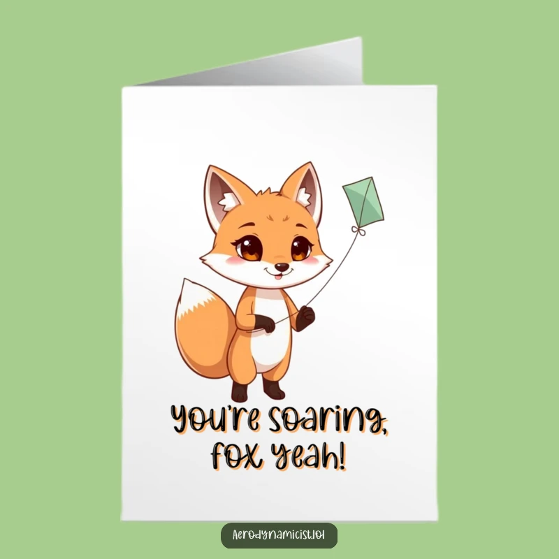 Free Printable Fox Kite Card - Congrats on Reaching New Heights!
