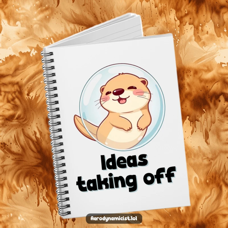 Funny Notebook: A giggling otter inside a clear bubble, speeding through the sky, perfect for jotting down ideas with a dose of airborne humor.