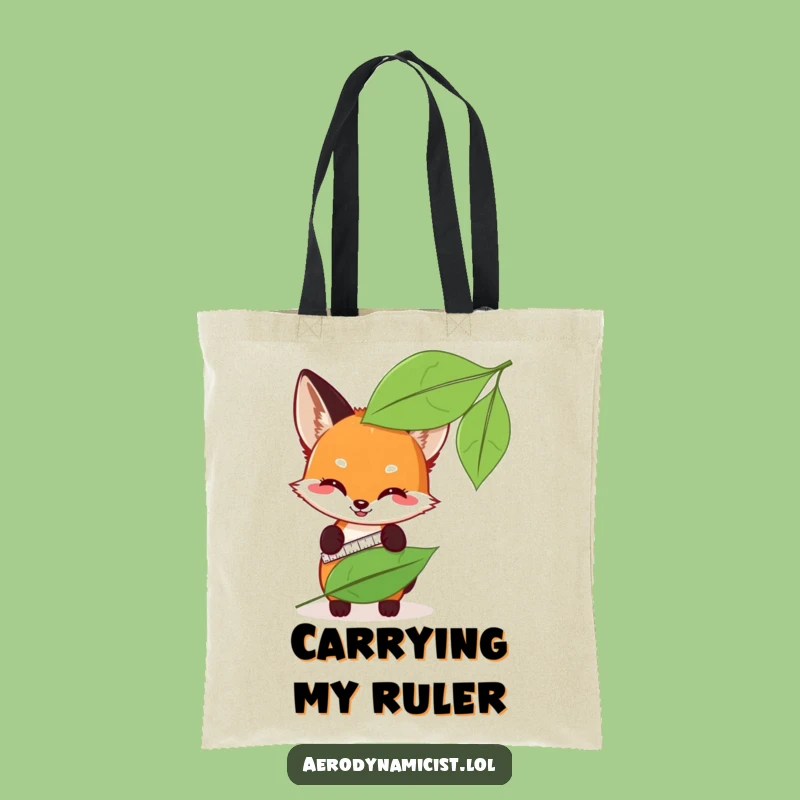 Funny Fox Cub Leaf Measuring Tote Bag: Carry Your Essentials with Humor!